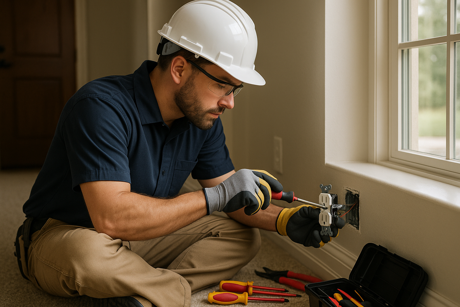 Editorial illustration depicting 24 hour electrician
