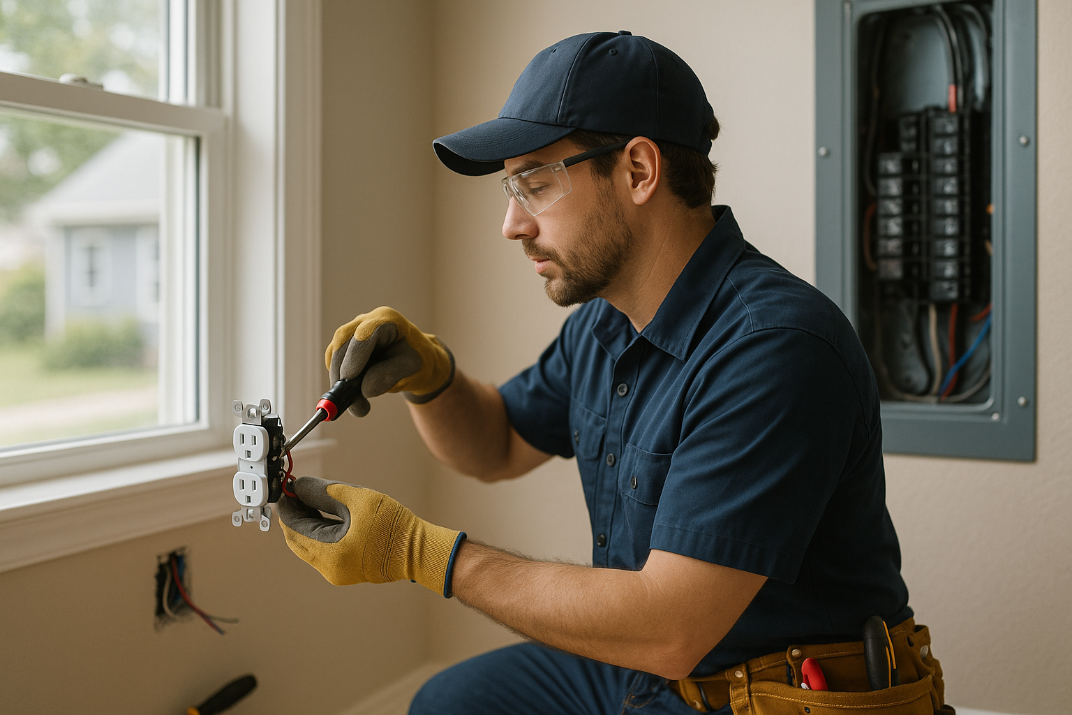 Editorial illustration depicting 24 hour electrician