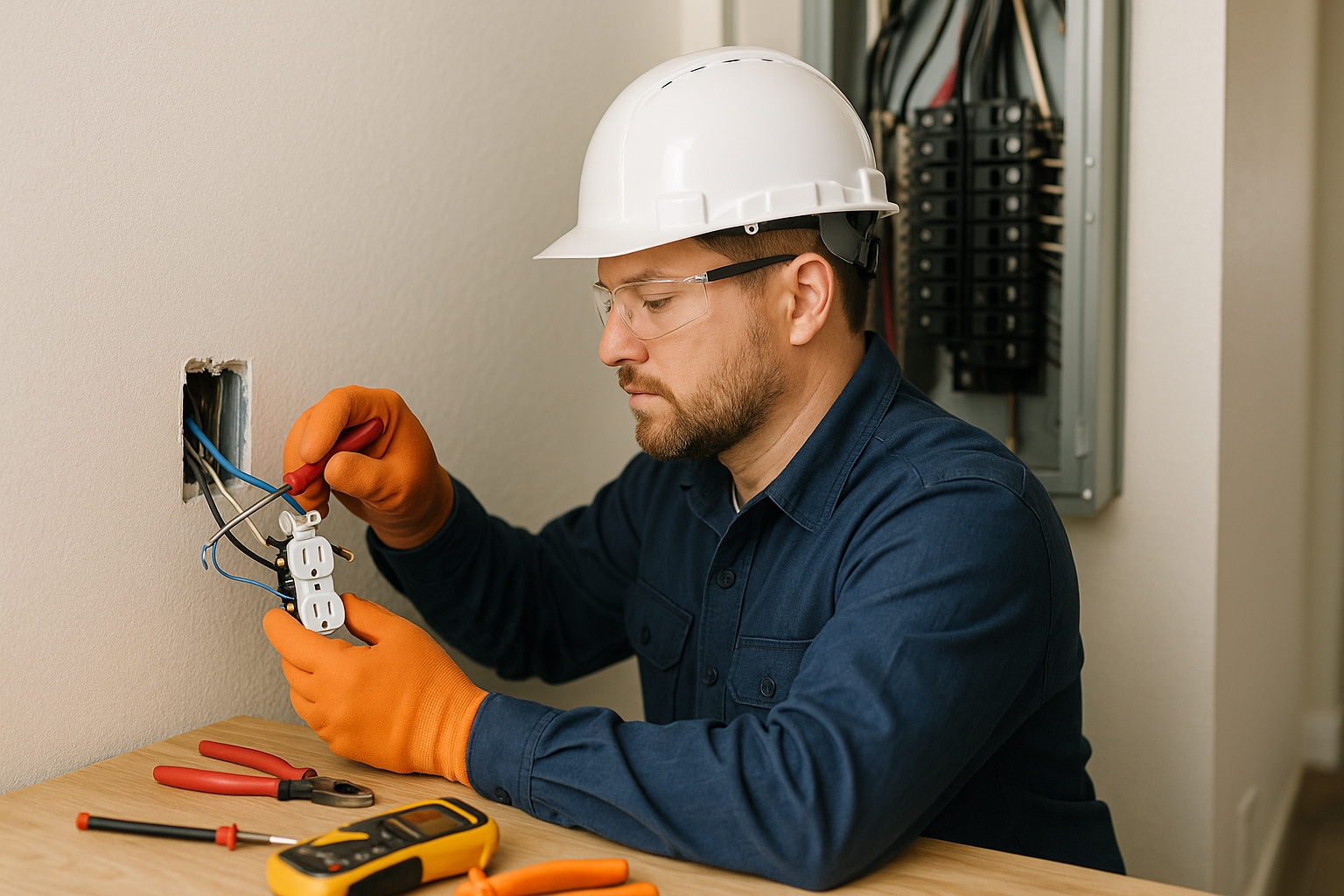 Editorial illustration depicting 24 hours electrician near me