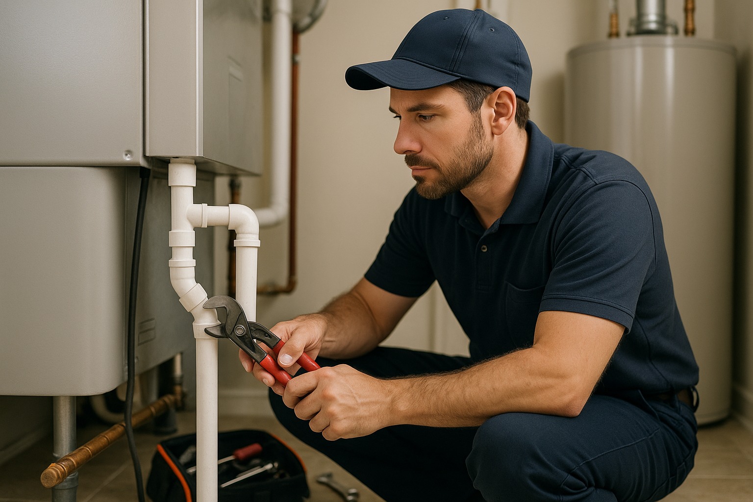 Editorial illustration depicting ac condensate drain clogs frisco summer