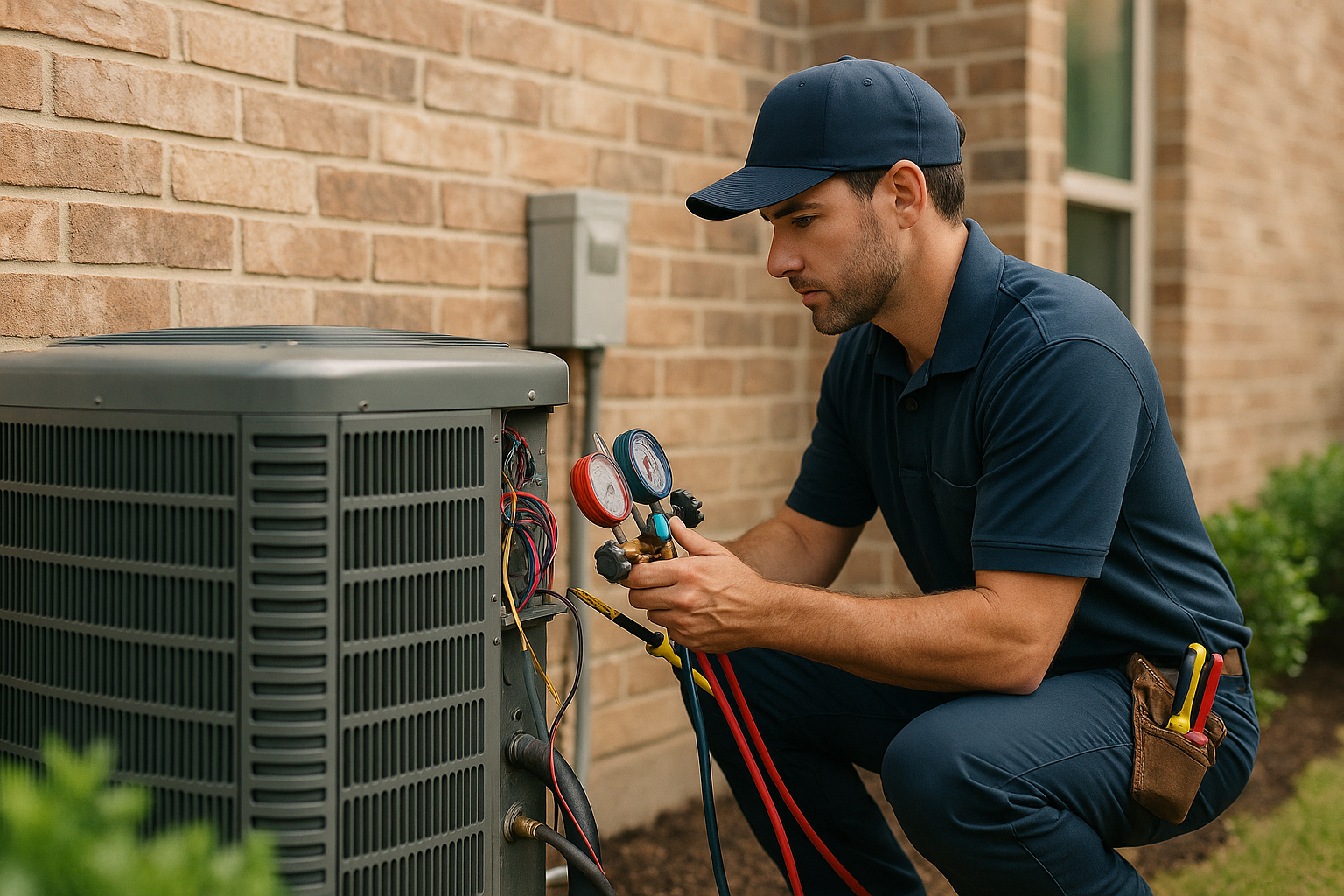 Editorial illustration depicting ac repair in katy tx