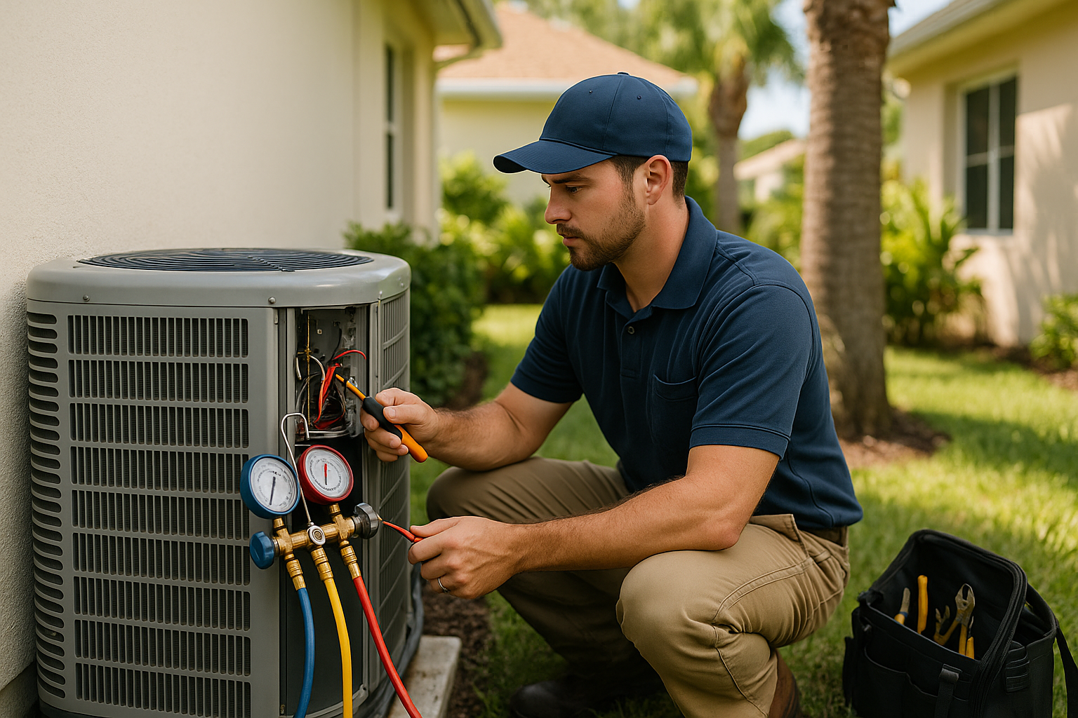 Editorial illustration depicting air conditioner size 2000 sq ft sarasota
