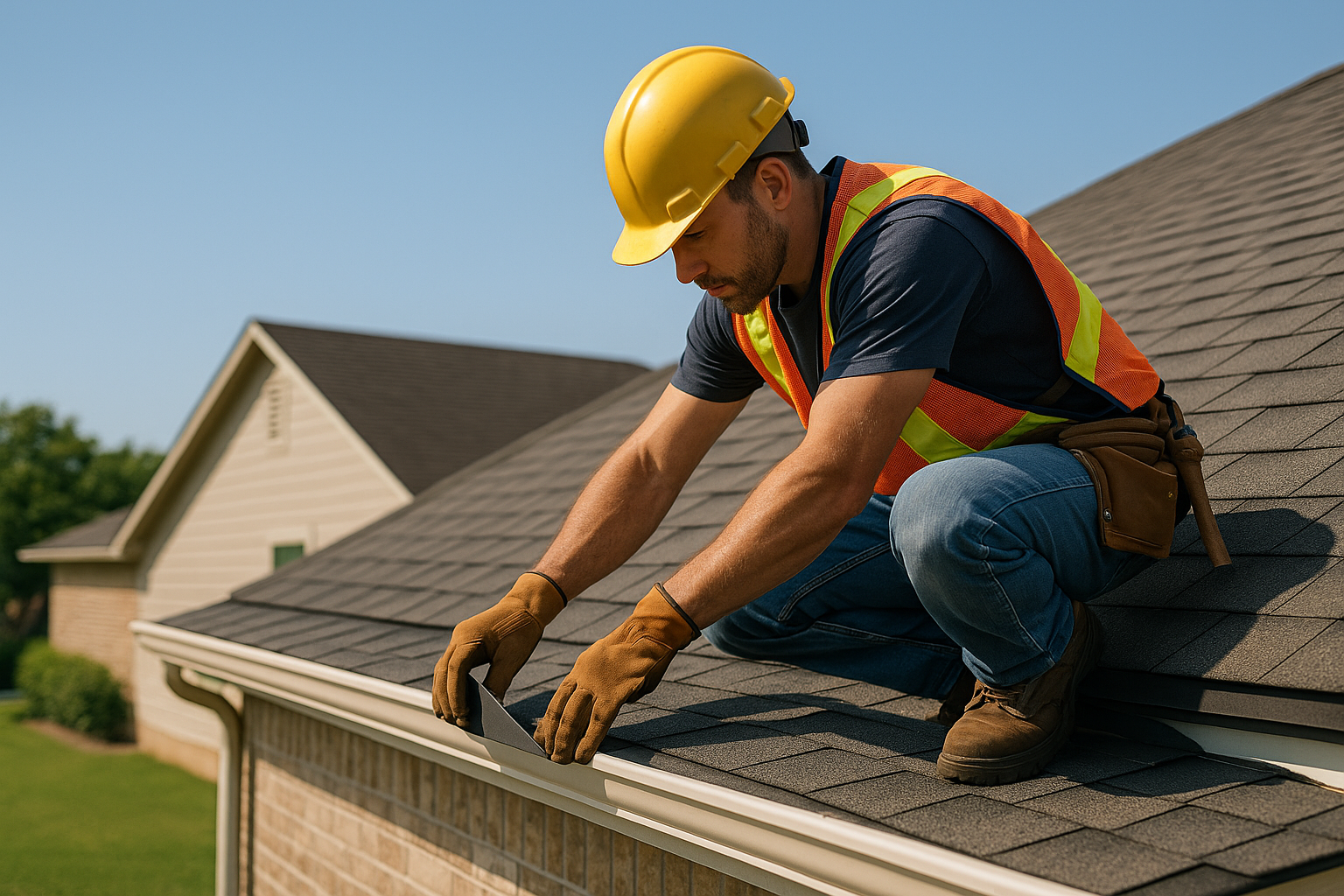 Editorial illustration depicting best roofing materials texas uv exposure