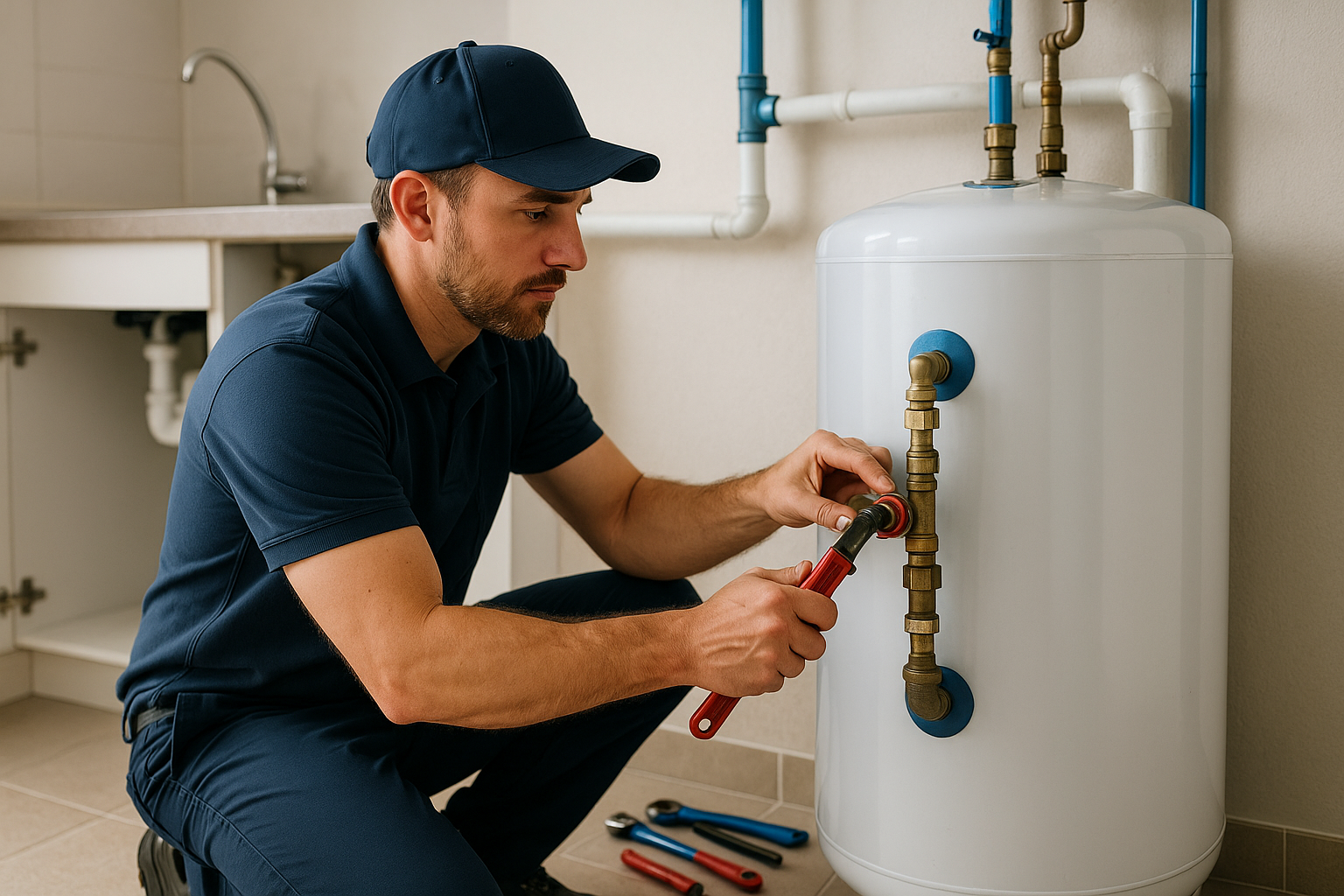 Editorial illustration depicting boca raton water heater failure subtropical climate