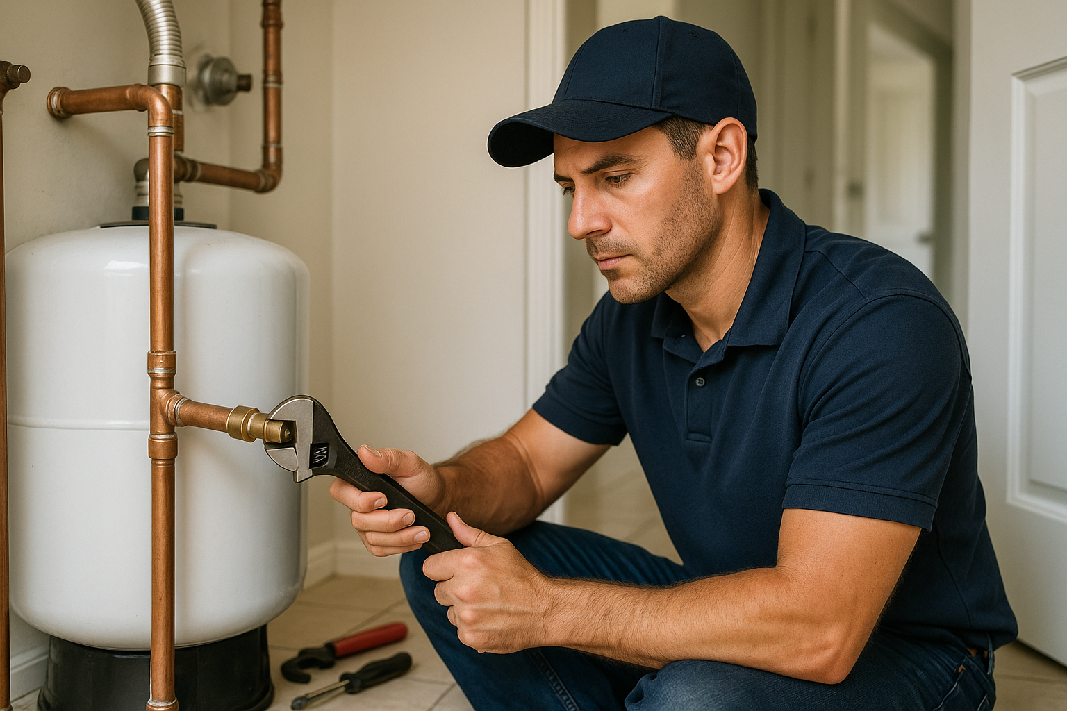 Editorial illustration depicting broken sound plumbing hurricane preparation