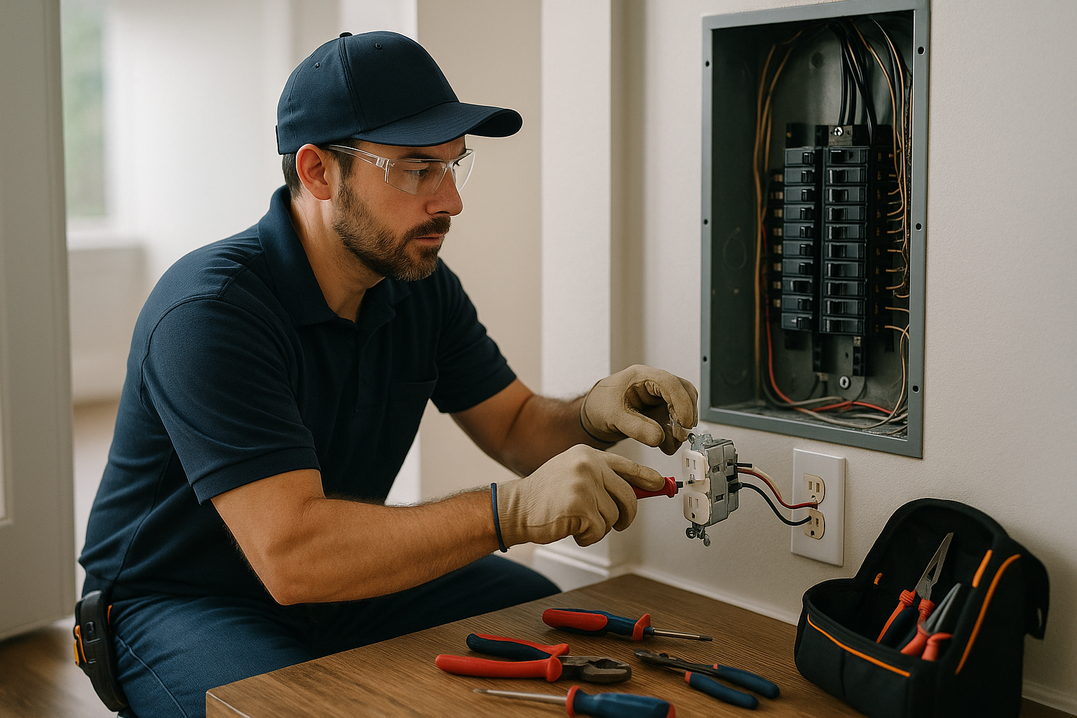 Editorial illustration depicting electrical panel upgrade cost pflugerville