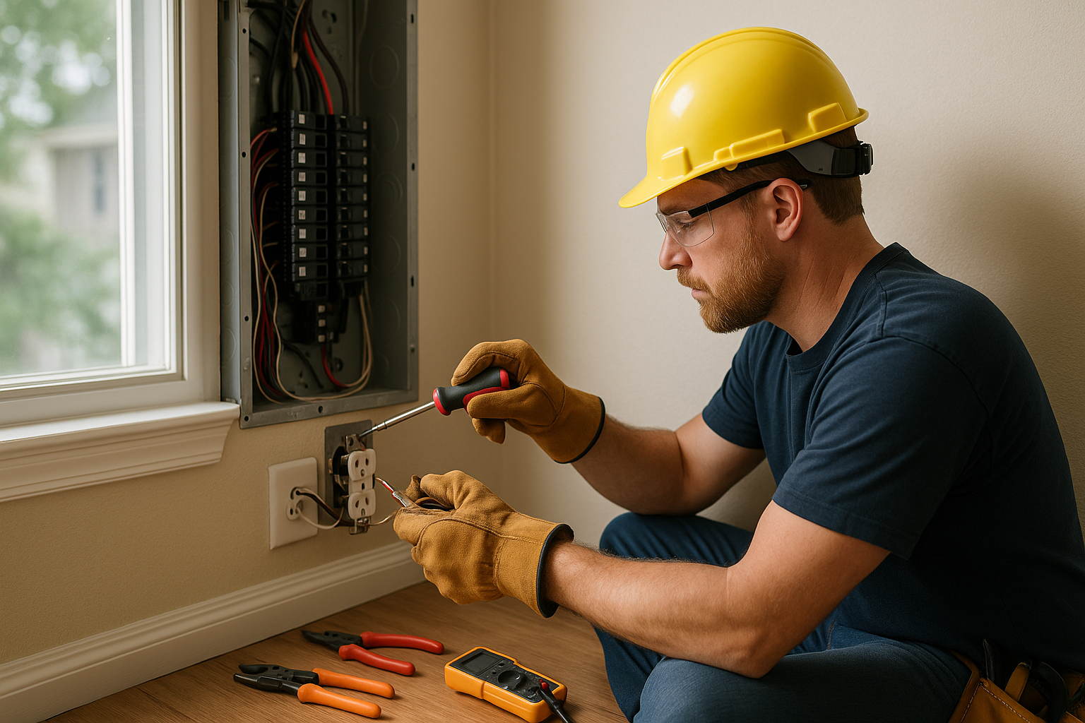 Editorial illustration depicting electrical panel upgrade generator augusta ga