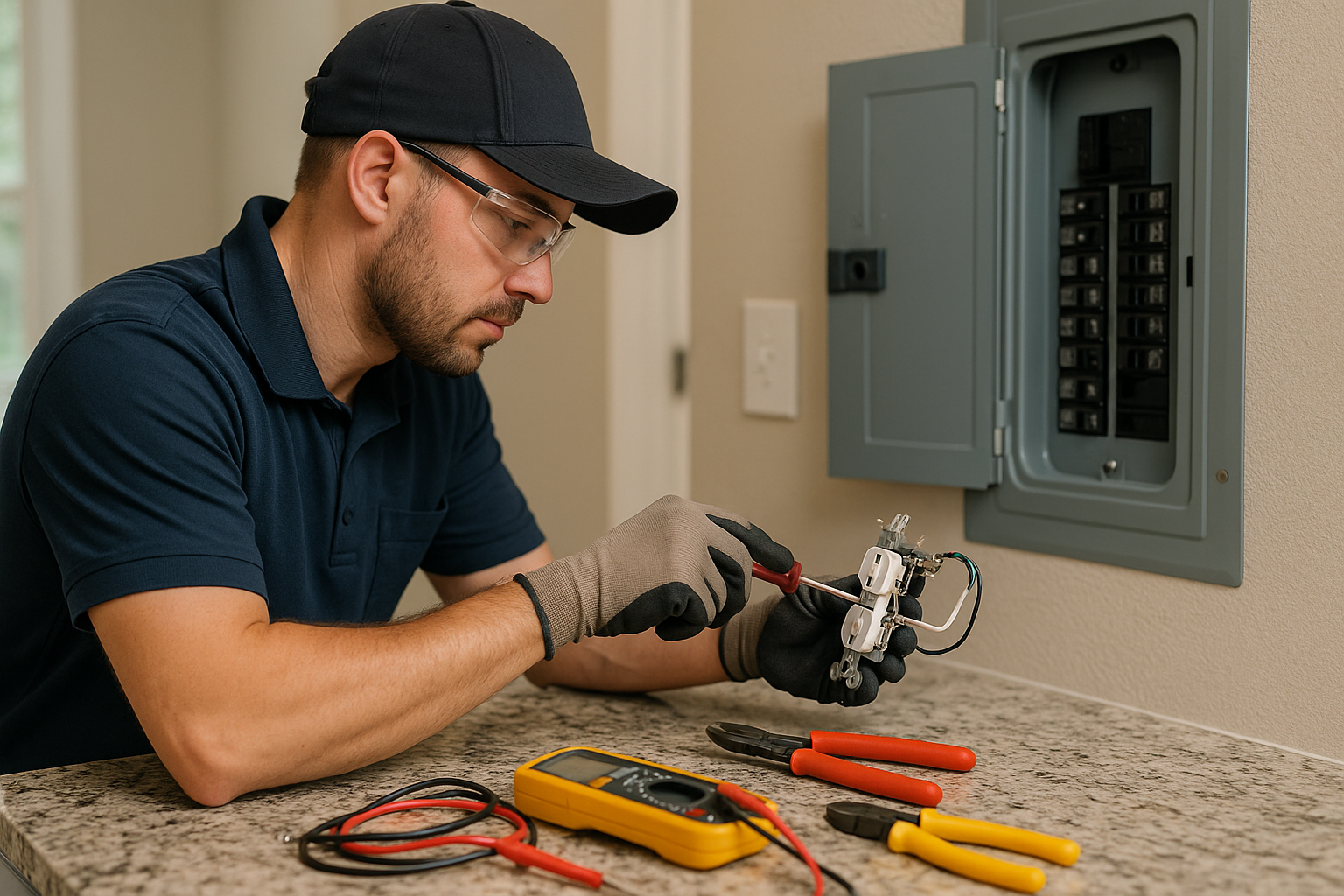 Editorial illustration depicting electrical repair