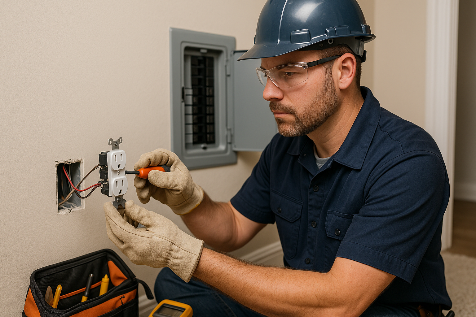 Editorial illustration depicting electrical repair