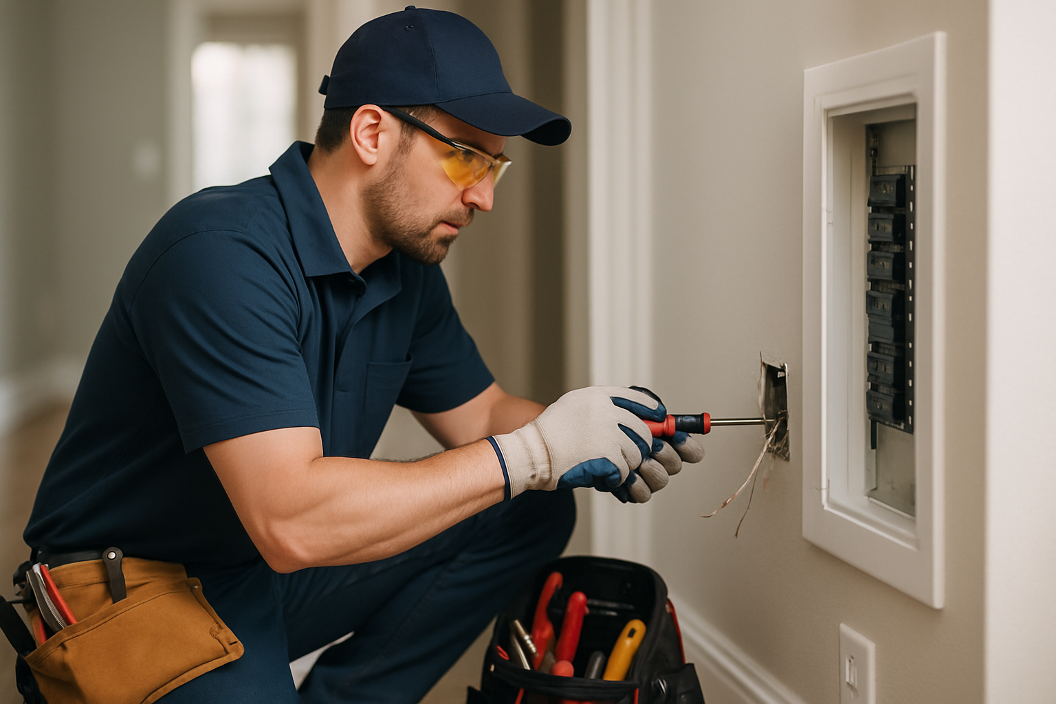 Editorial illustration depicting electrician greensboro