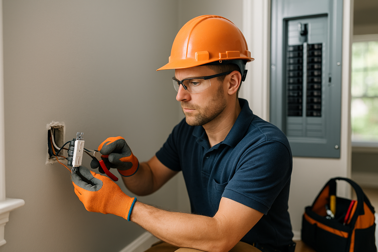 Editorial illustration depicting electrician wilmington