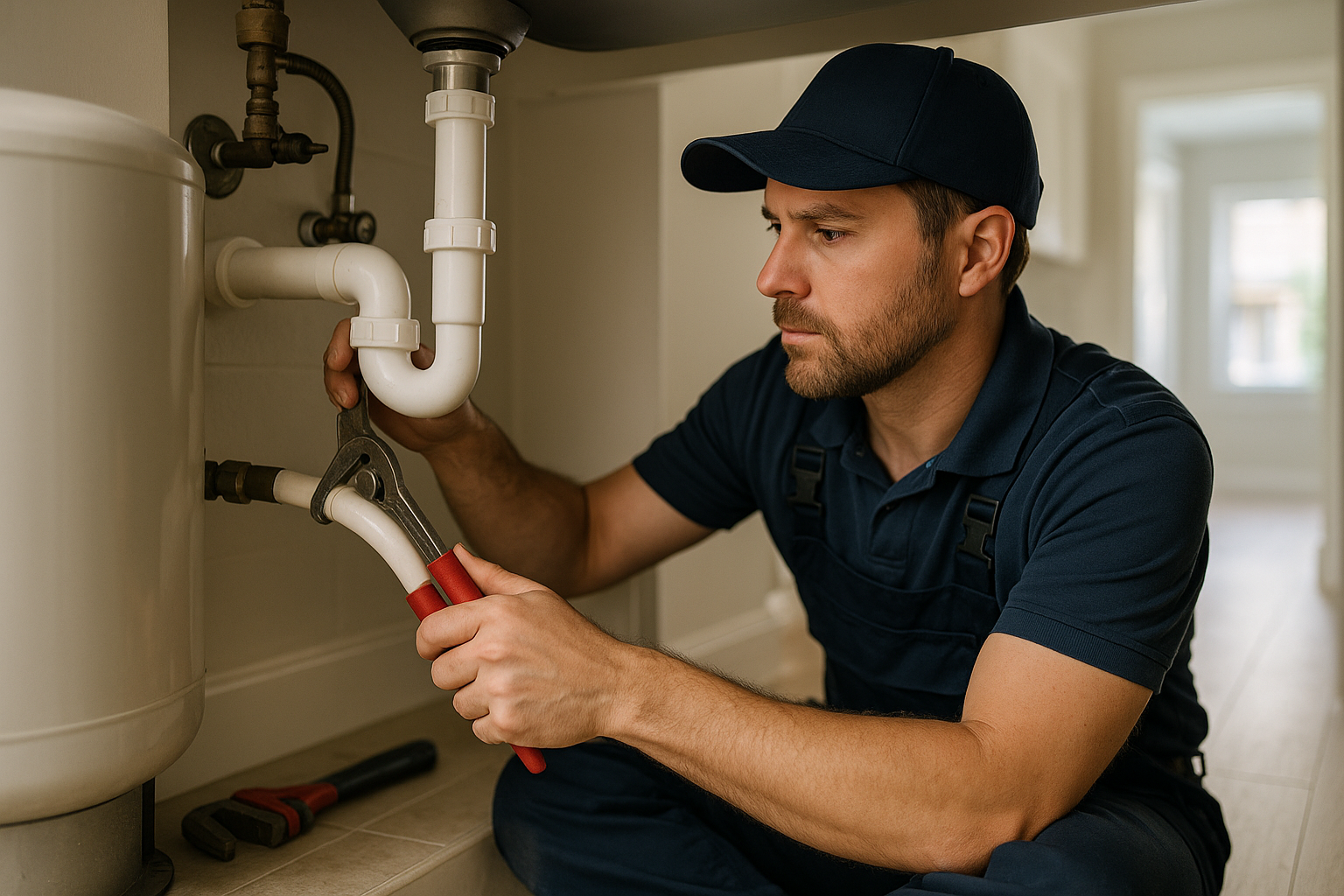 Editorial illustration depicting emergency plumbing plano tx