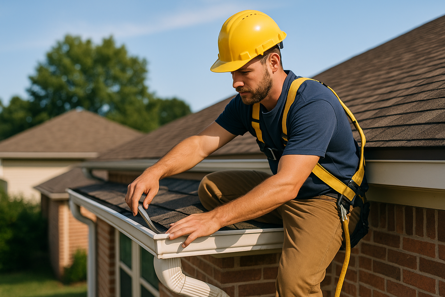Editorial illustration depicting gutters repair