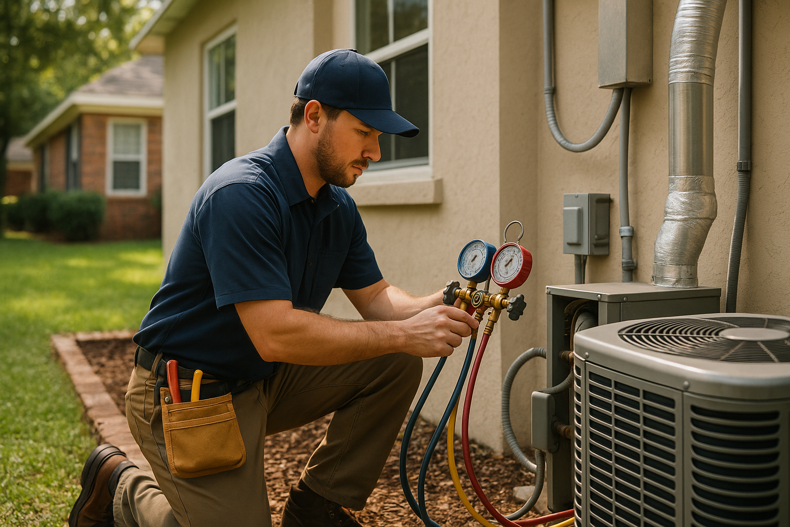 Editorial illustration depicting heat pump defrost mode tallahassee winter