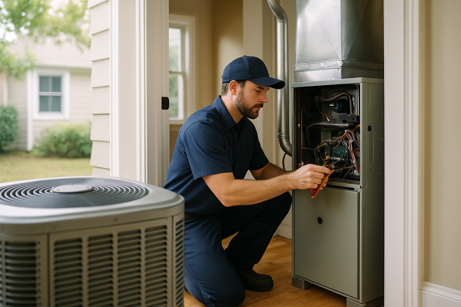 Editorial illustration depicting heat pump size 1500 square foot james island