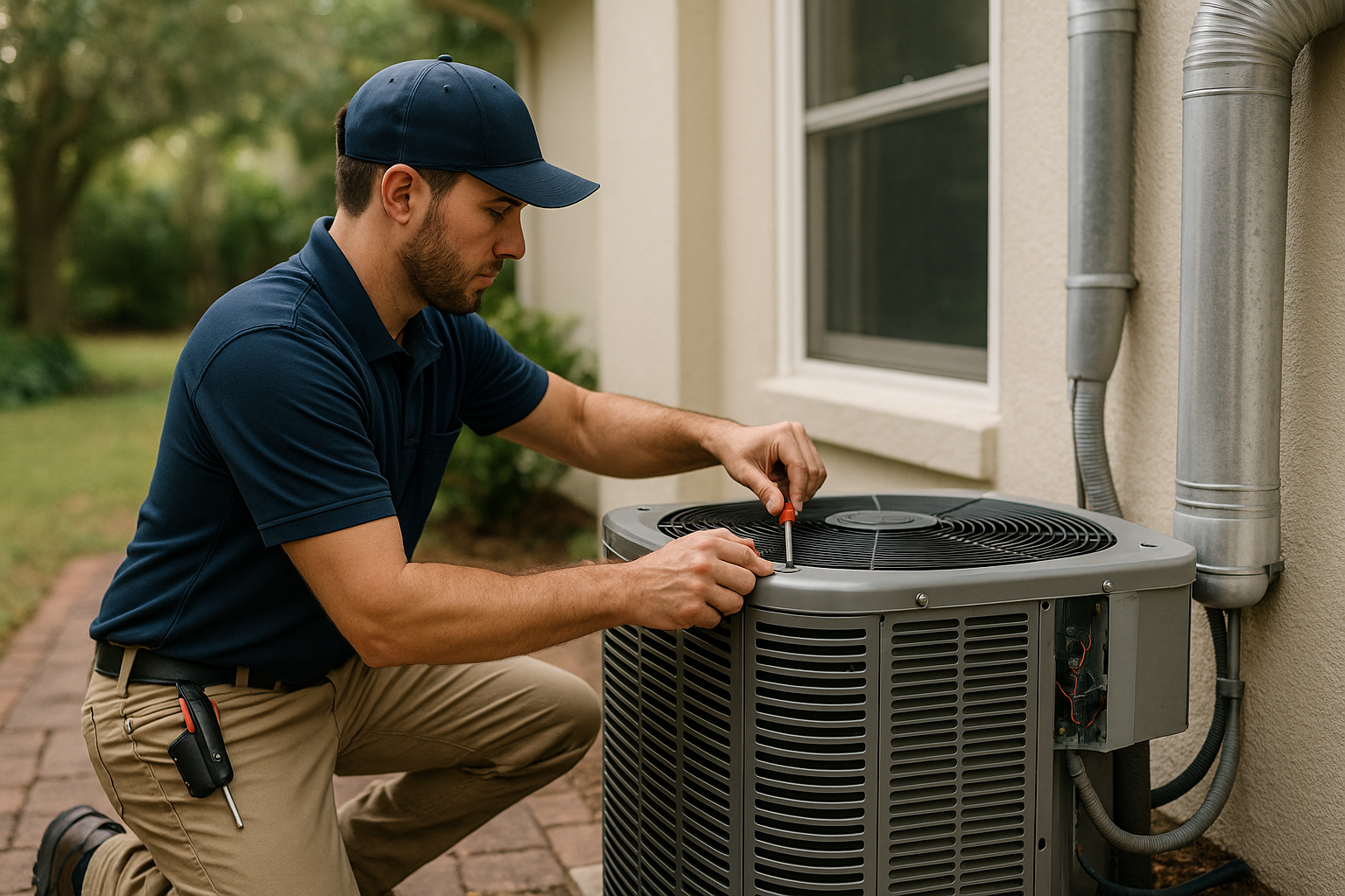 Editorial illustration depicting hvac maintenance before tallahassee summer