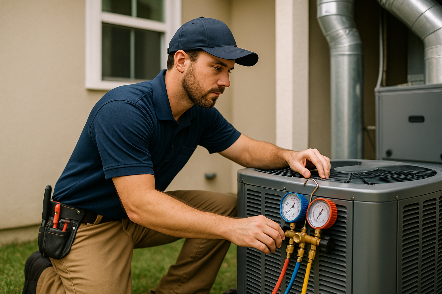 Editorial illustration depicting hvac repair