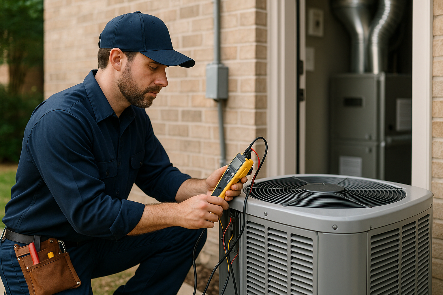 Editorial illustration depicting hvac replacement cost sugar land