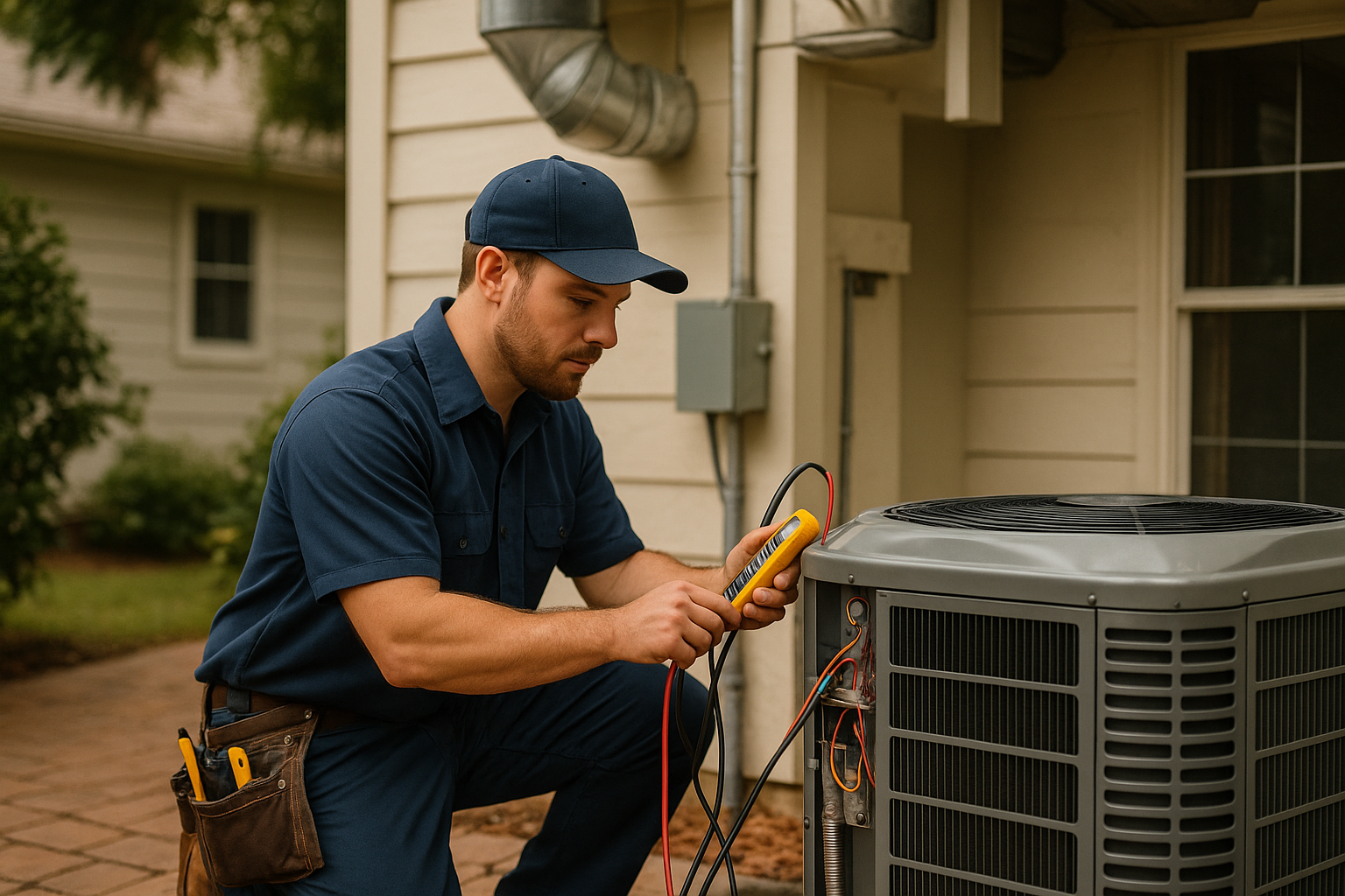 Editorial illustration depicting hvac replacement cost tallahassee