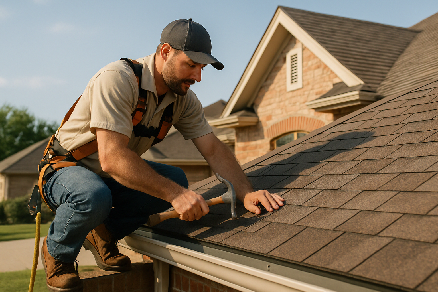 Editorial illustration depicting new braunfels roofing companies