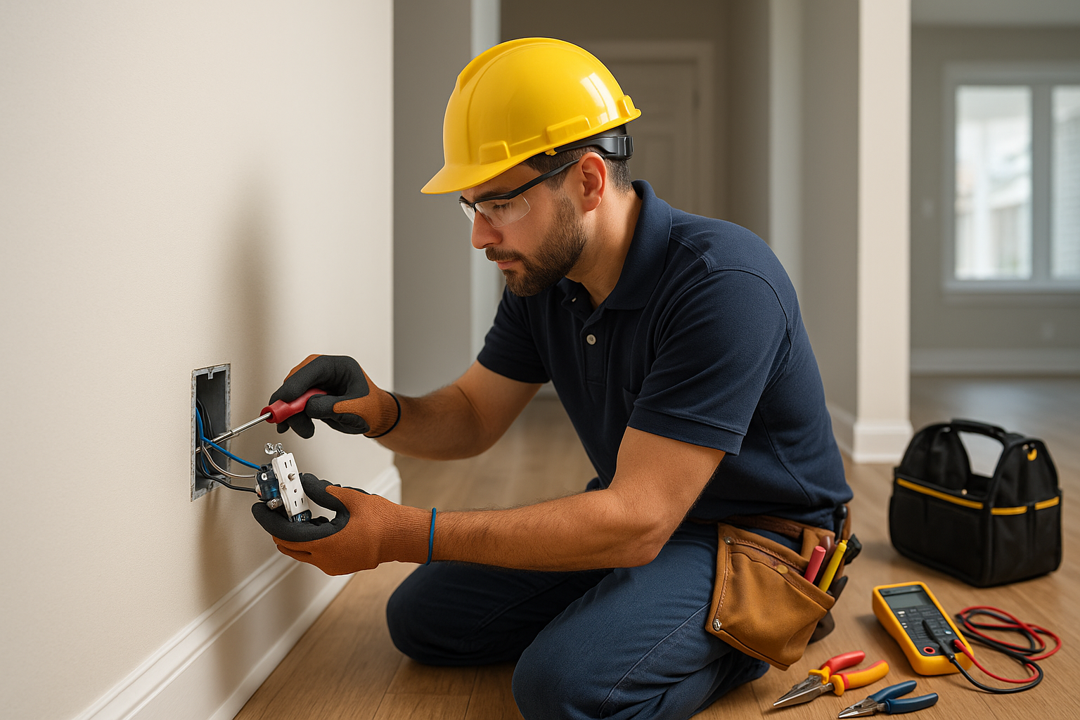 Editorial illustration depicting pflugerville electrician
