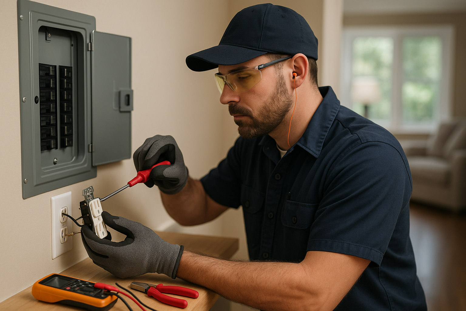 Editorial illustration depicting prevent moisture damage electrical wiring humid