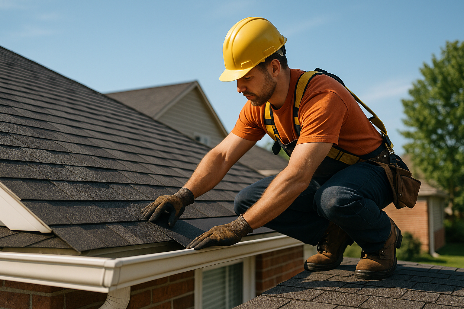 Editorial illustration depicting spring tx roofing company