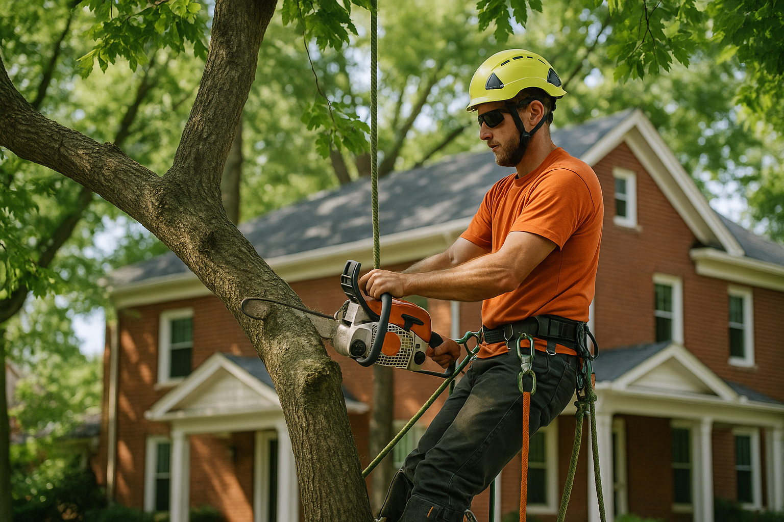 Editorial illustration depicting tree removal permits old southwest roanoke