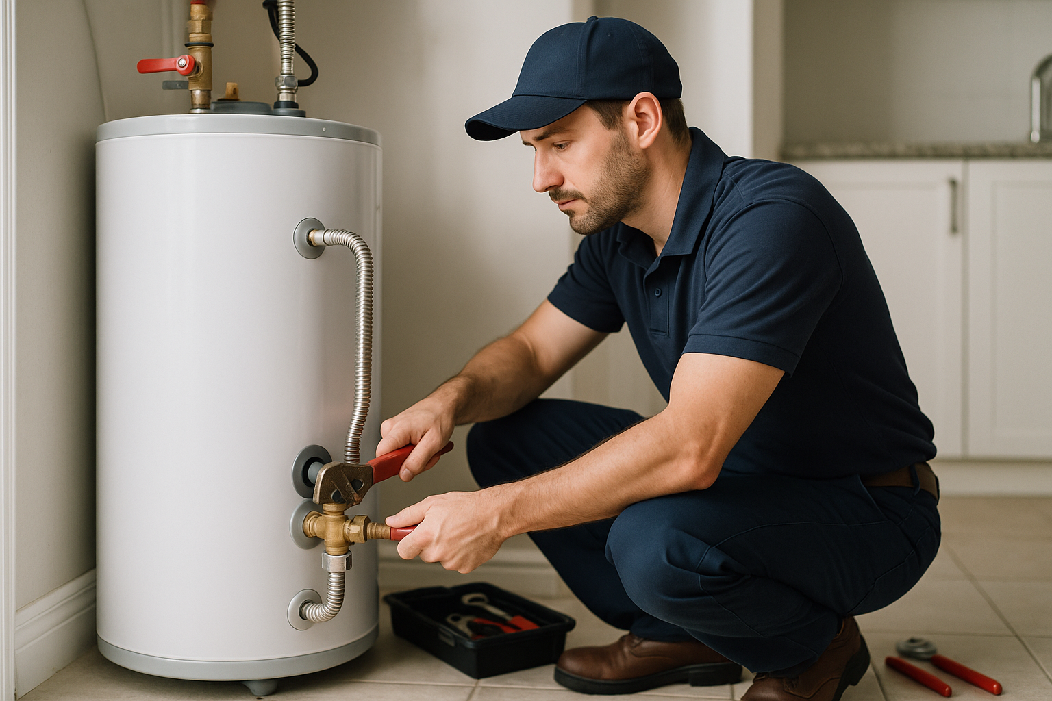 Editorial illustration depicting water heater replacement cost frisco tx