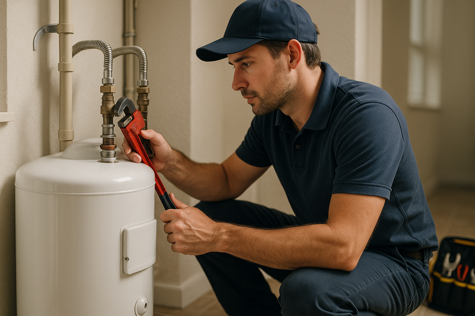 Editorial illustration depicting water heater replacement cost leander tx hard water