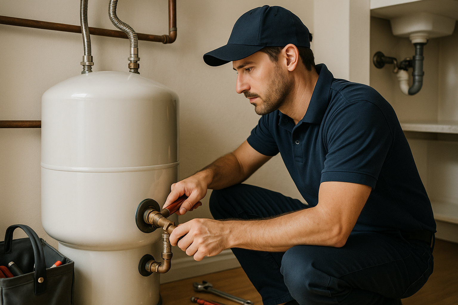 Editorial illustration depicting water heater temperature mckinney summer efficiency
