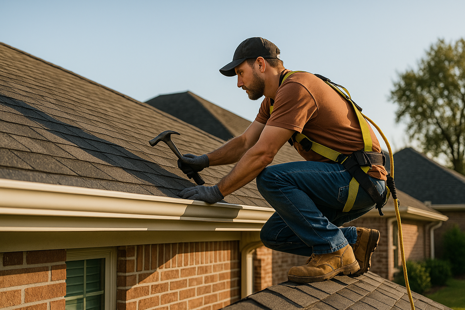 Editorial illustration depicting best roofing materials tyler tx high rainfall