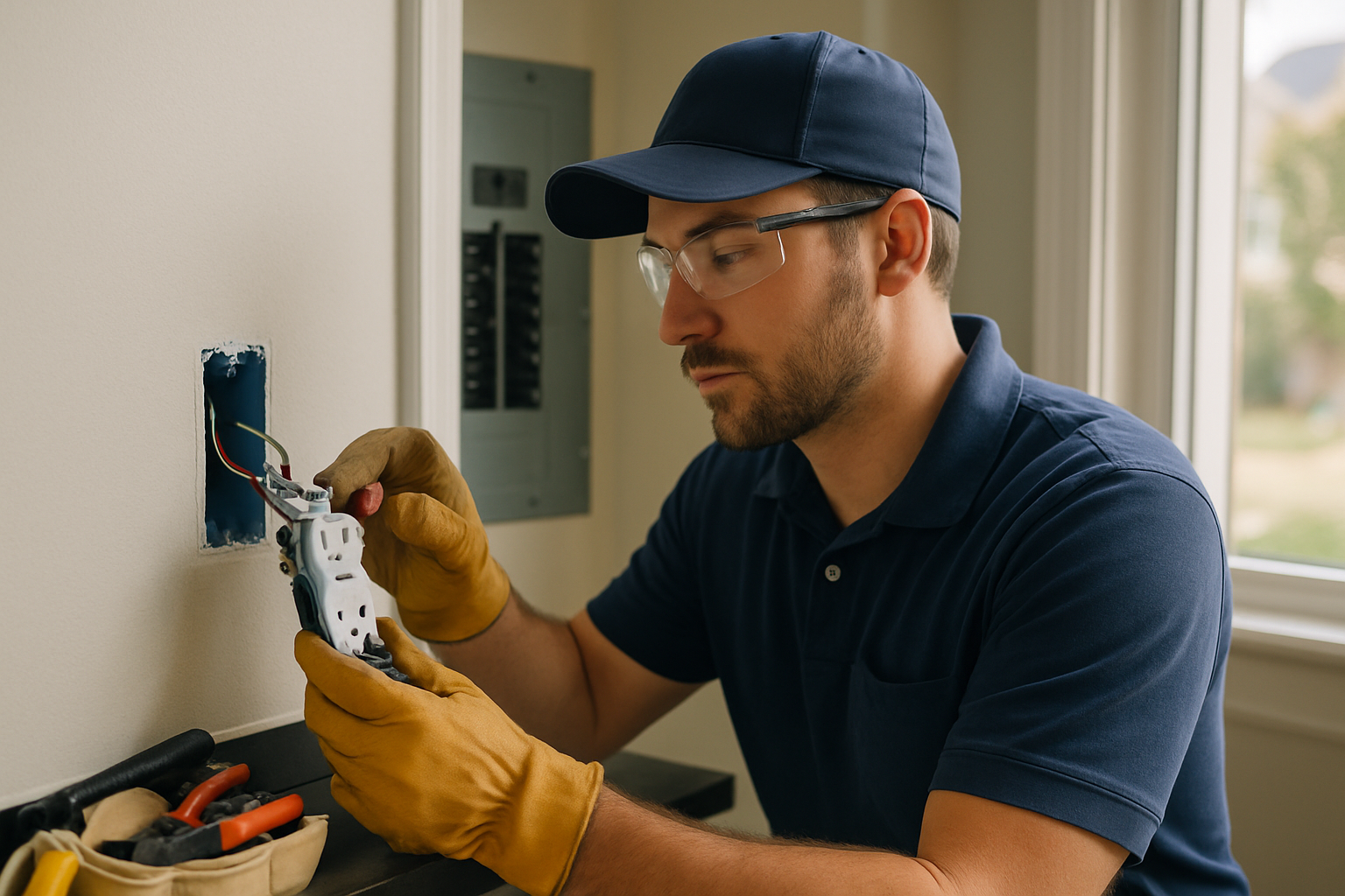 Editorial illustration depicting wilmington electricians